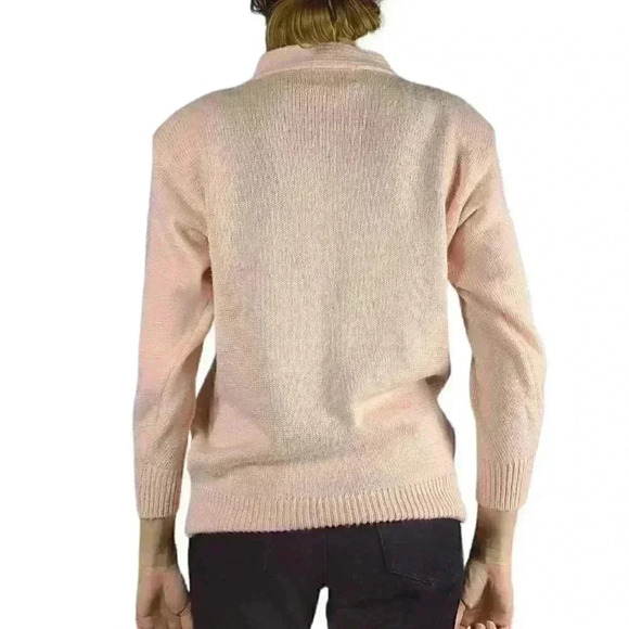 Vintage Retro Pastel Pink Jaclyn Smith Embroidered Beaded Sweater - Picture 2 of 3